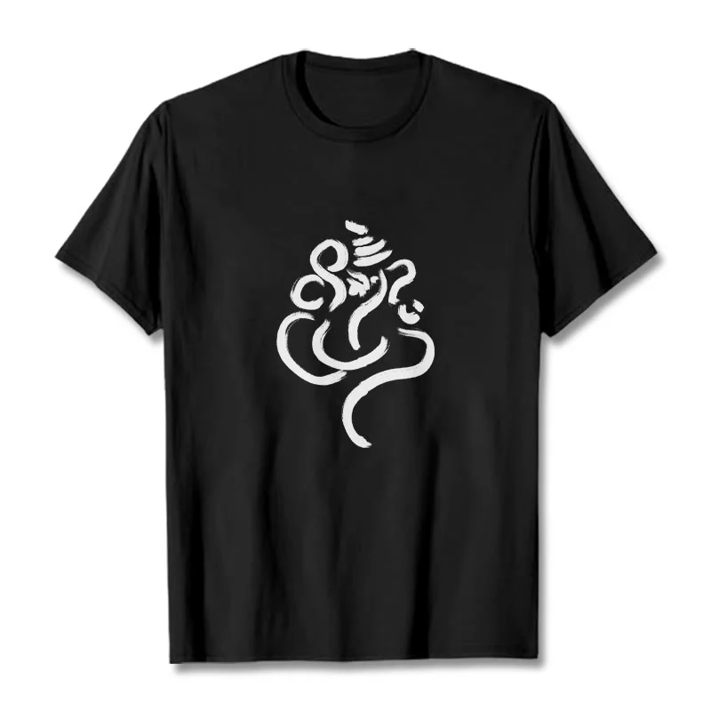 Buddha Stones Casual Ganesha Pattern Cotton Tee T-shirt