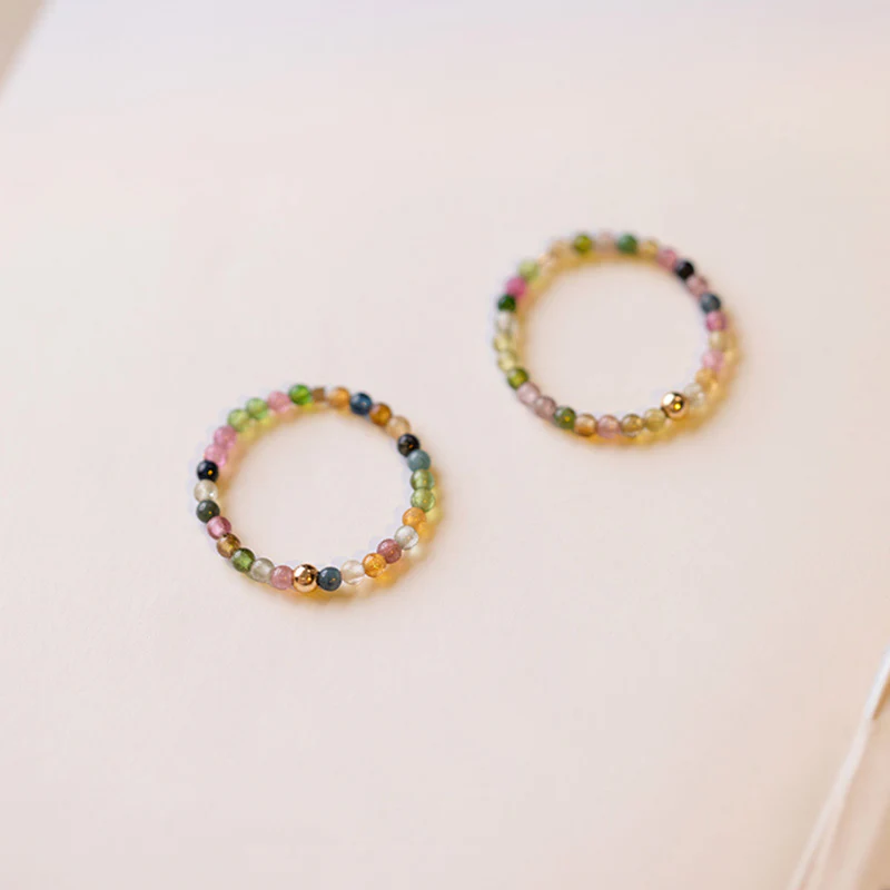 Buddha Stones Natural Tourmaline Positive Love Ring