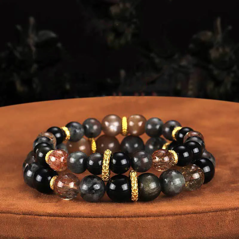 Buddha Stones Sun Stone Lava Rock Positive Bracelet