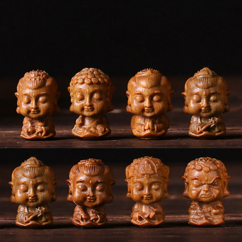 Buddha Stones Chinese Zodiac Natal Buddha Green Sandalwood Lotus Engraved Positive Home Decoration