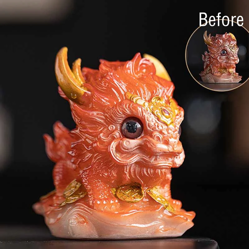 Buddha Stones Color Changing Small Kirin Resin Tea Pet Home Figurine Decoration