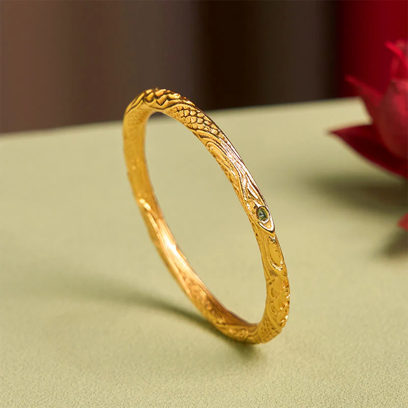 Buddha Stones Hollow Universe Circle Design Copper Plated Gold Wealth Bracelet Bangle