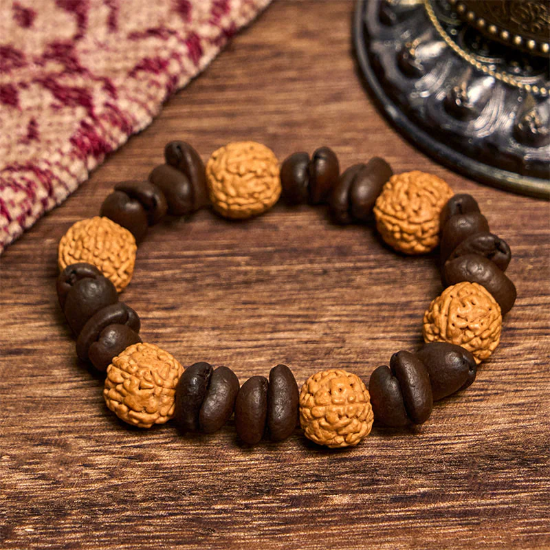 Buddha Stones Handmade Natural Coffee Beans Bodhi Seed Luck Bracelet
