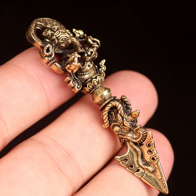 Buddha Stones Tibetan Ganesh Ganpati Elephant God of Wealth Dorje Vajra Spiritual Power Necklace Pendant