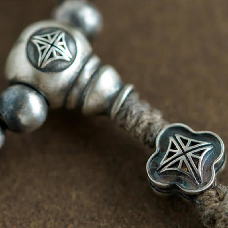 Buddha Stones 108 Mala Beads 925 Sterling Silver Red Agate Turquoise Confidence Charm Bracelet