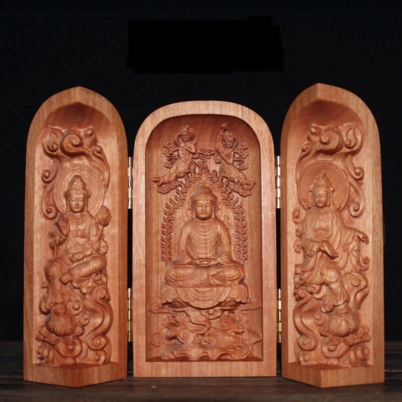 Buddha Stones Avalokitesvara Kwan Yin Buddha Cherry Wood Compassion Home Decoration Altar