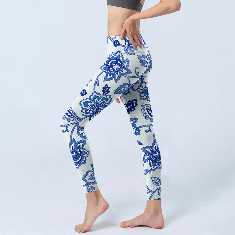 Buddha Stones Flowers Print Gym Leggings Women's Yoga Pants