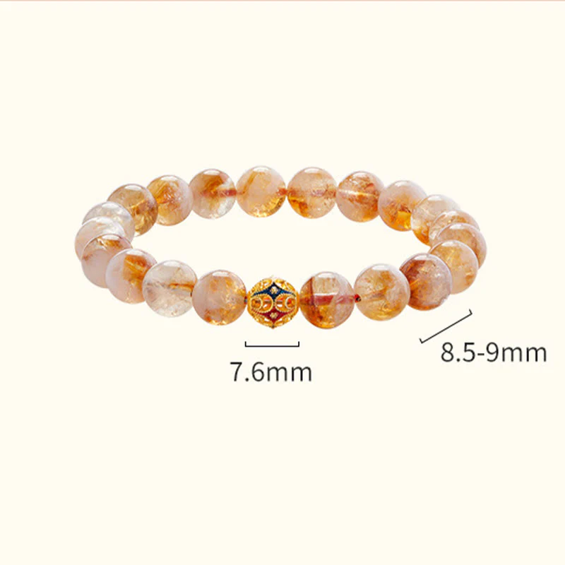 Buddha Stones 999 Sterling Silver Natural Citrine Flower Balls Beads Protection Bracelet