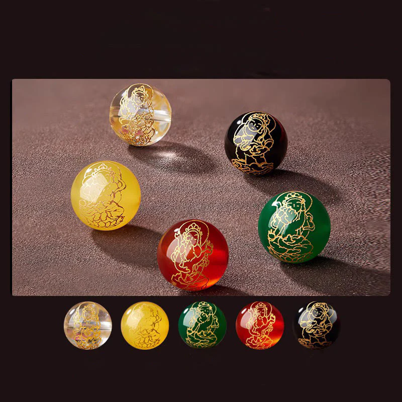 Buddha Stones Small Leaf Red Sandalwood Five Directions Gods of Wealth Calm Bracelet