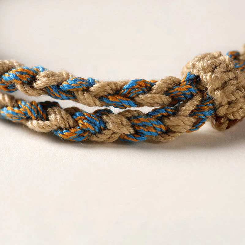 Buddha Stones Tibetan Dzi Bead Wealth  Protection Braided Bracelet