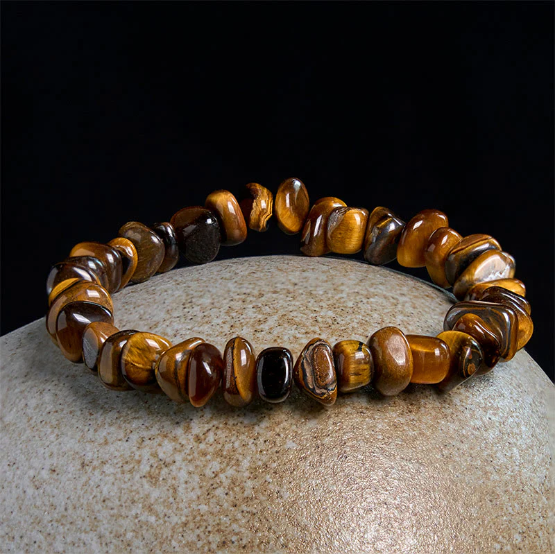 Buddha Stones Tiger Eye Irregular Blocks Courage Bracelet