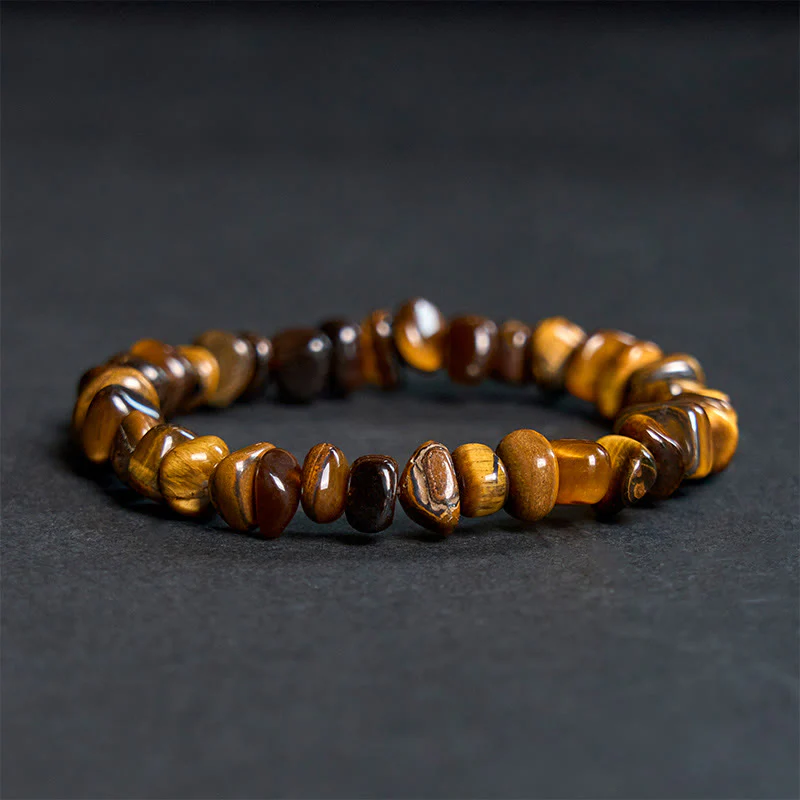 Buddha Stones Tiger Eye Irregular Blocks Courage Bracelet