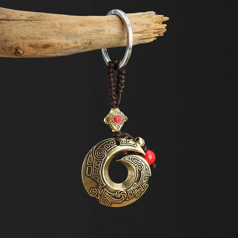 Buddha Stones Good Luck Fortune Copper Wealth Key Chain