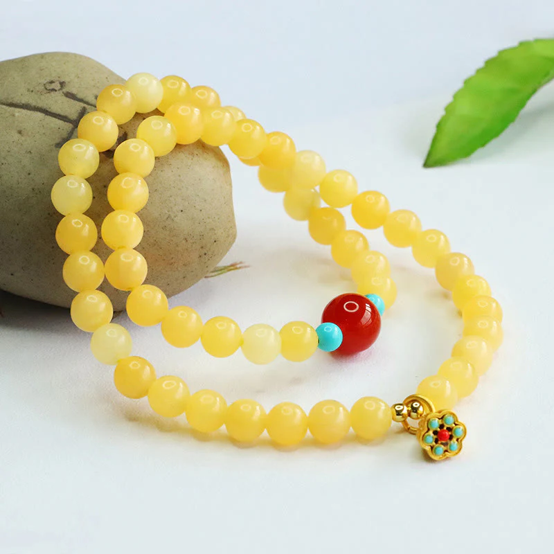 Buddha Stones Topaz Red Agate Bead Fortune Bracelet