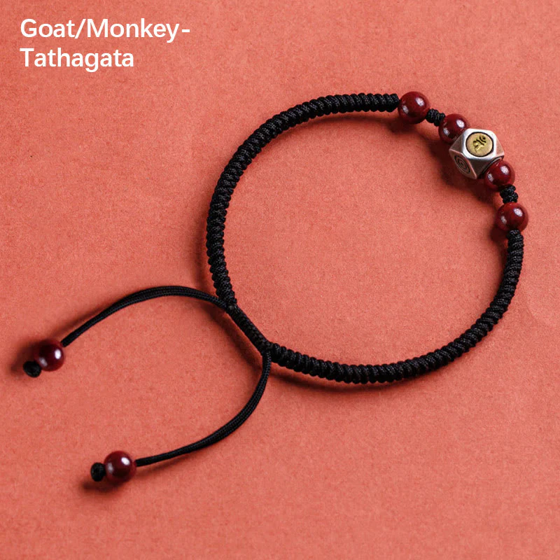 Buddha Stones 925 Sterling Silver Chinese Zodiac Natal Buddha Cinnabar Calm Bracelet