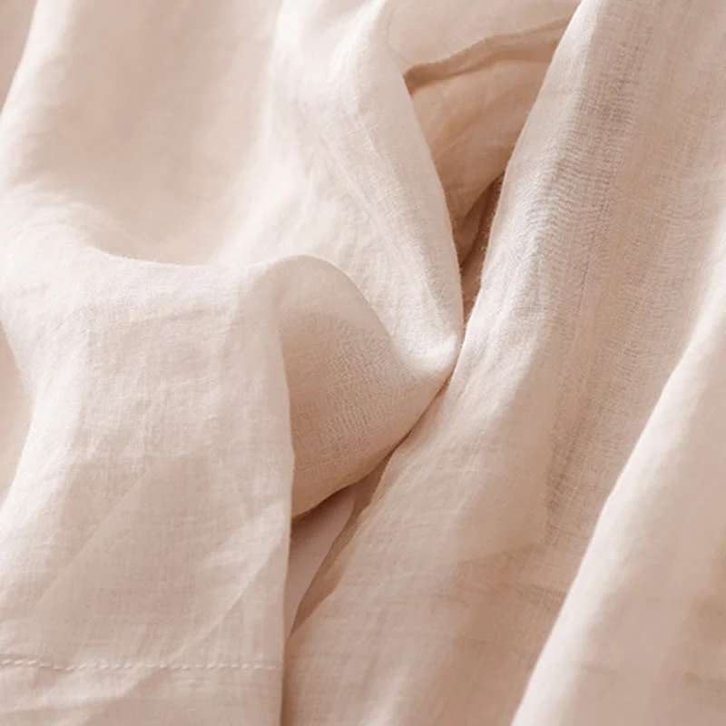 Buddha Stones Summer Embroidery Double Layer Cotton Linen Women's Wide Leg Pants With Pockets