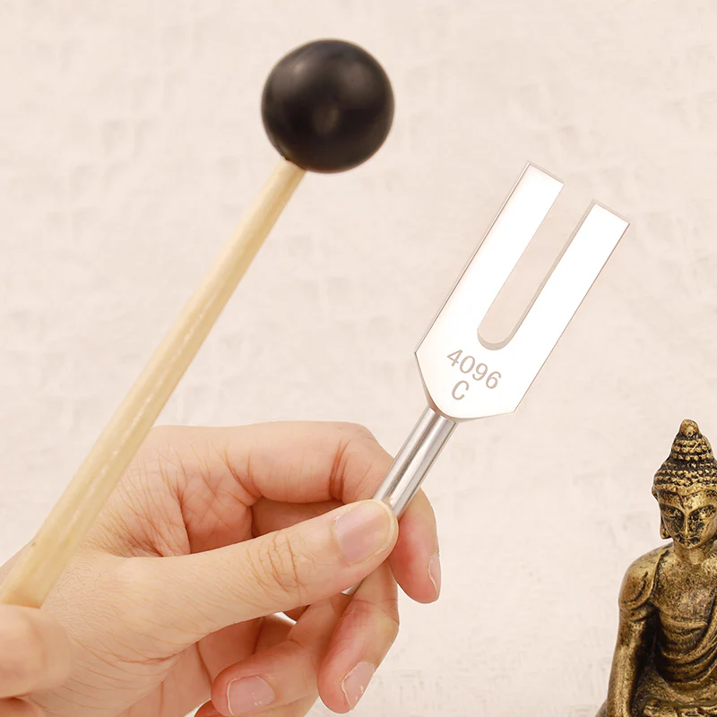 Buddha Stones Tuning Fork 4096HZ Aluminum Alloy Crystal Tuning Fork with Hammer for Chakra Healing