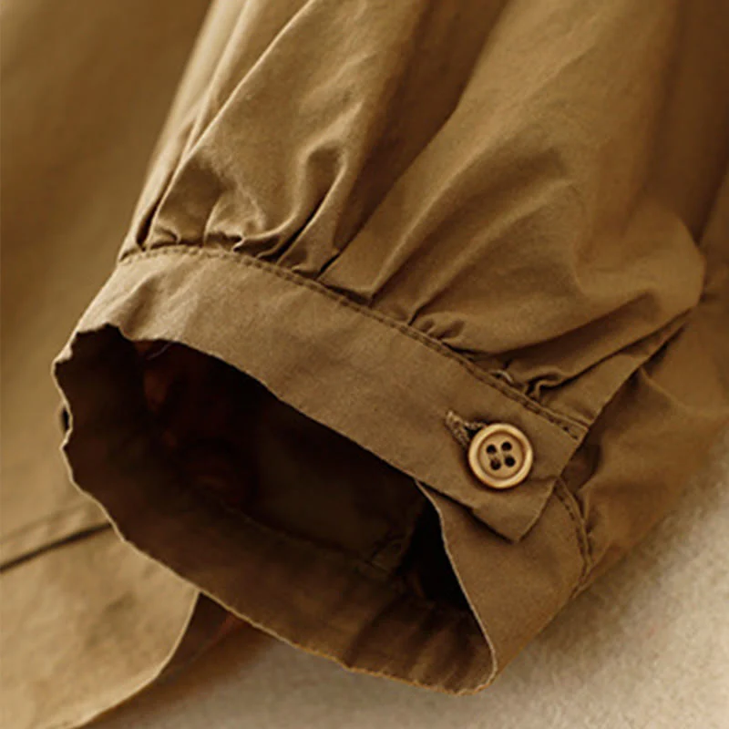 Buddha Stones Plain Stand Collar Women's Cotton Corduroy Jacket