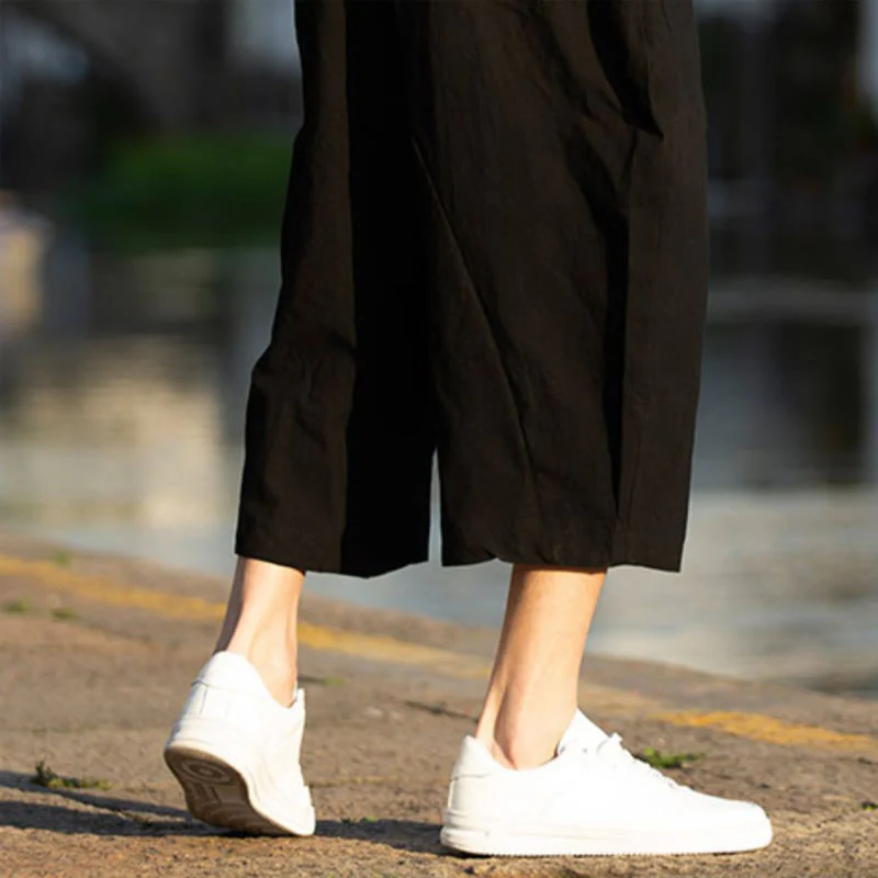 Buddha Stones Summer Plain Pleat Design Drawstring Men's 7-8 Length Cotton Linen Pants With Pockets