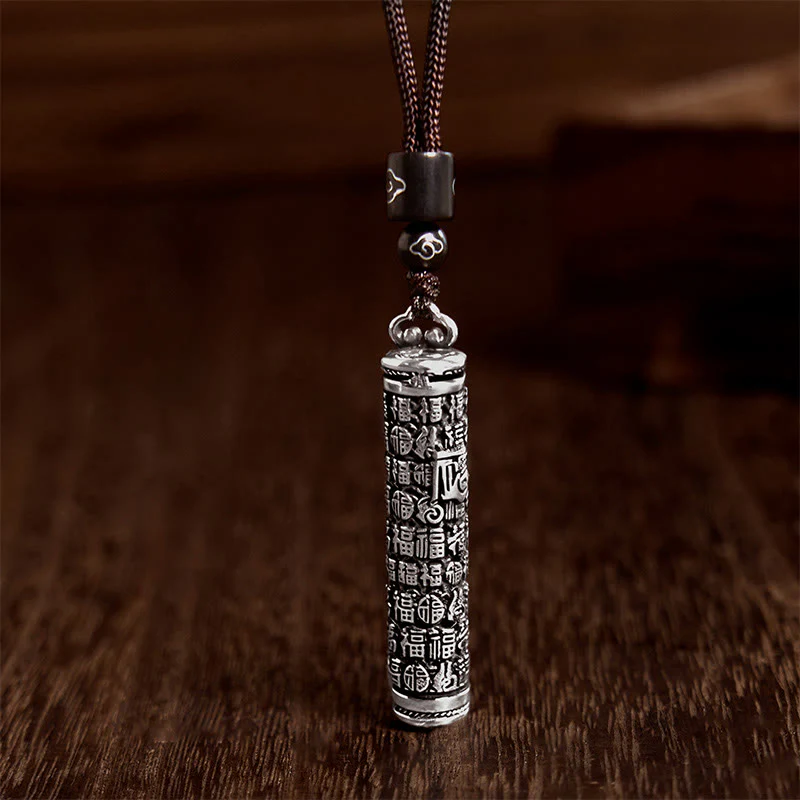 Buddha Stones Copper Fu Character Dragon Pattern Balance Pendant Necklace