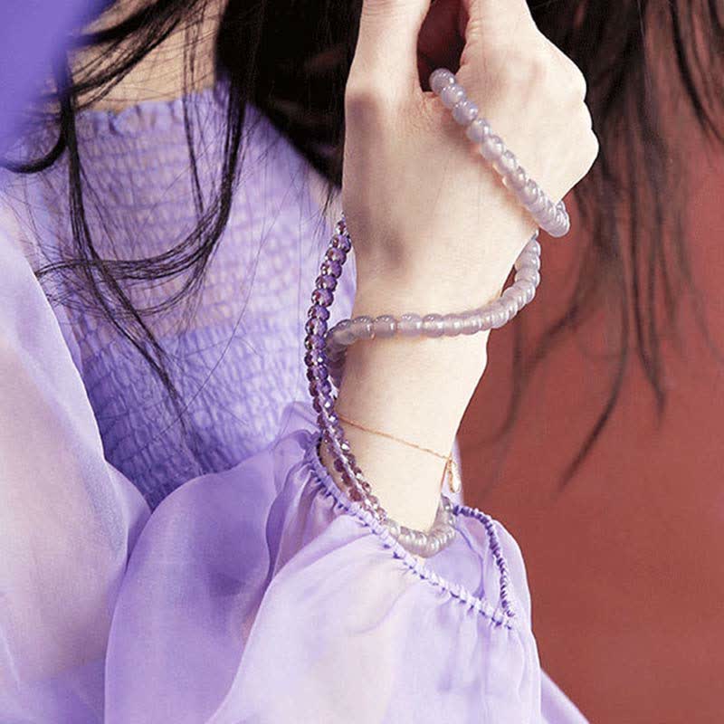 Buddha Stones Natural Amethyst Crystal Meditation Healing Bracelet