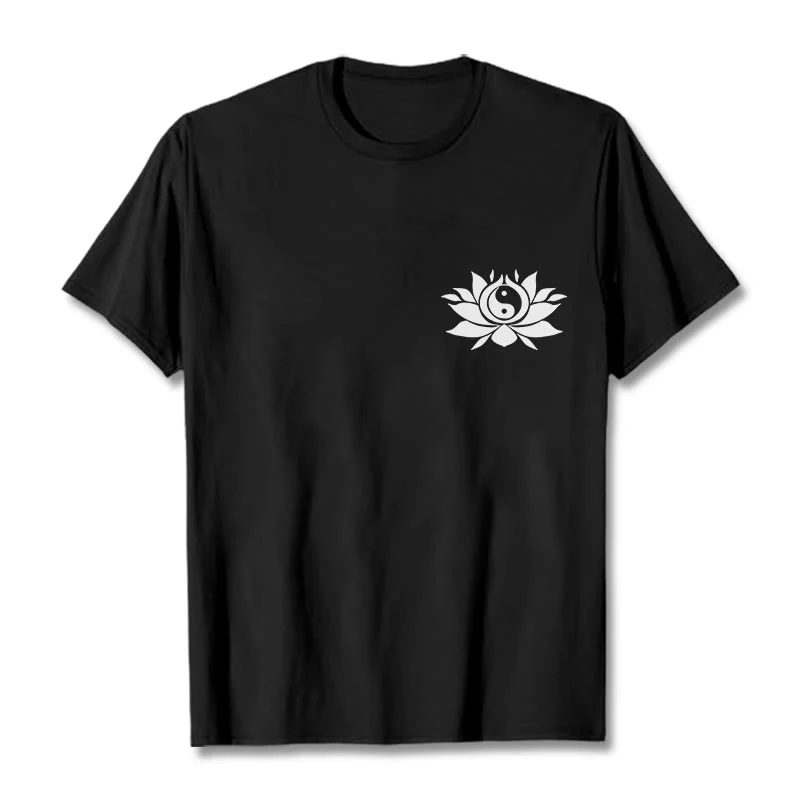 Buddha Stones Yin Yang Lotus Flower Design Tee T-shirt