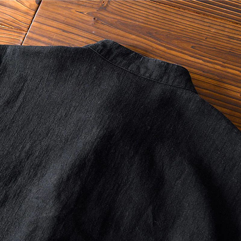 Buddha Stones Frog-Button Chinese Tang Suit Cotton Linen Men Jacket Shirt With Pockets