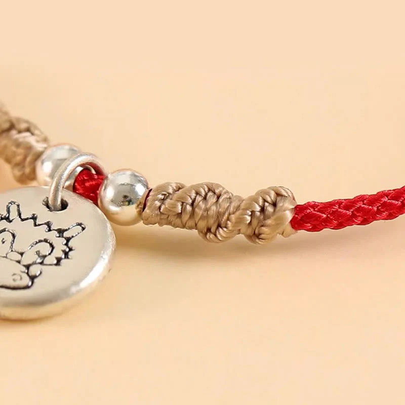 Buddha Stones Handmade 999 Sterling Silver Year of the Dragon Cute Chinese Zodiac Luck Braided Bracelet