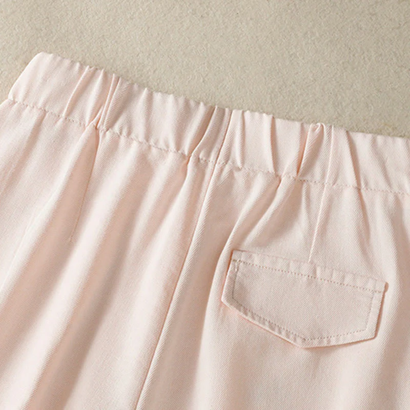 Buddha Stones Casual Lace Patchwork Design High Waist Women's Wide Leg Ankle-Length Pants With Pockets Zipper