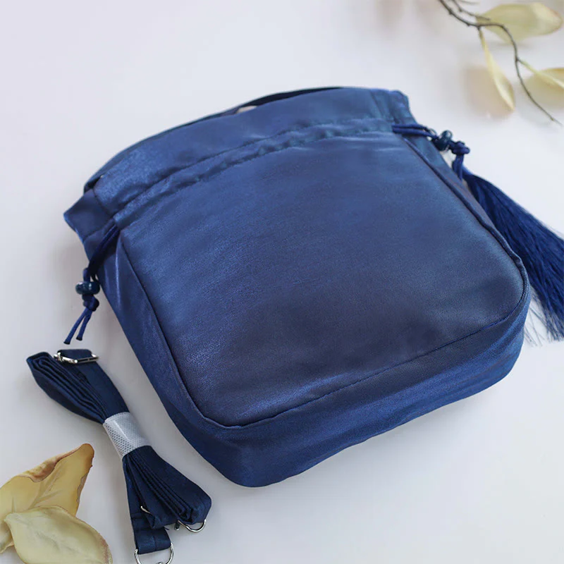 Buddha Stones Embroidered Lotus Koi Fish Crane Camellia Cotton Linen Tote Crossbody Bag Shoulder Bag Handbag