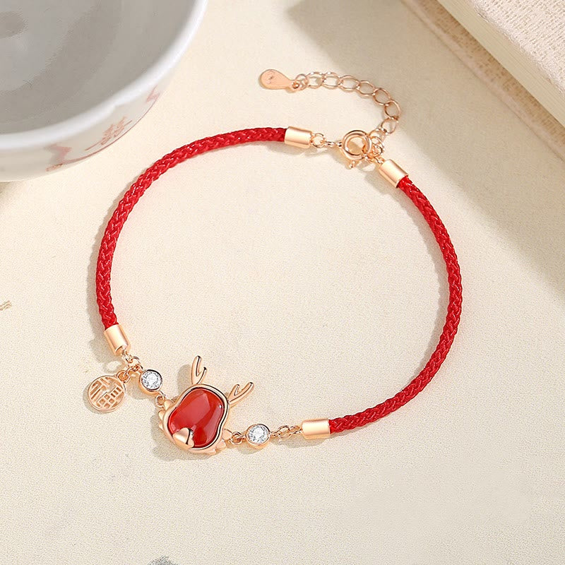 ❗❗❗A Flash Sale- Buddha Stones 925 Sterling Silver Year of the Dragon Natural Red Agate Dragon Attract Fortune Fu Character Strength Bracelet Necklace Pendant Earrings