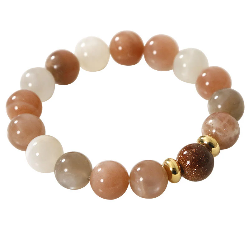 Buddha Stones Natural Sun Stone Gold Sandstone Wealth Positive Bracelet