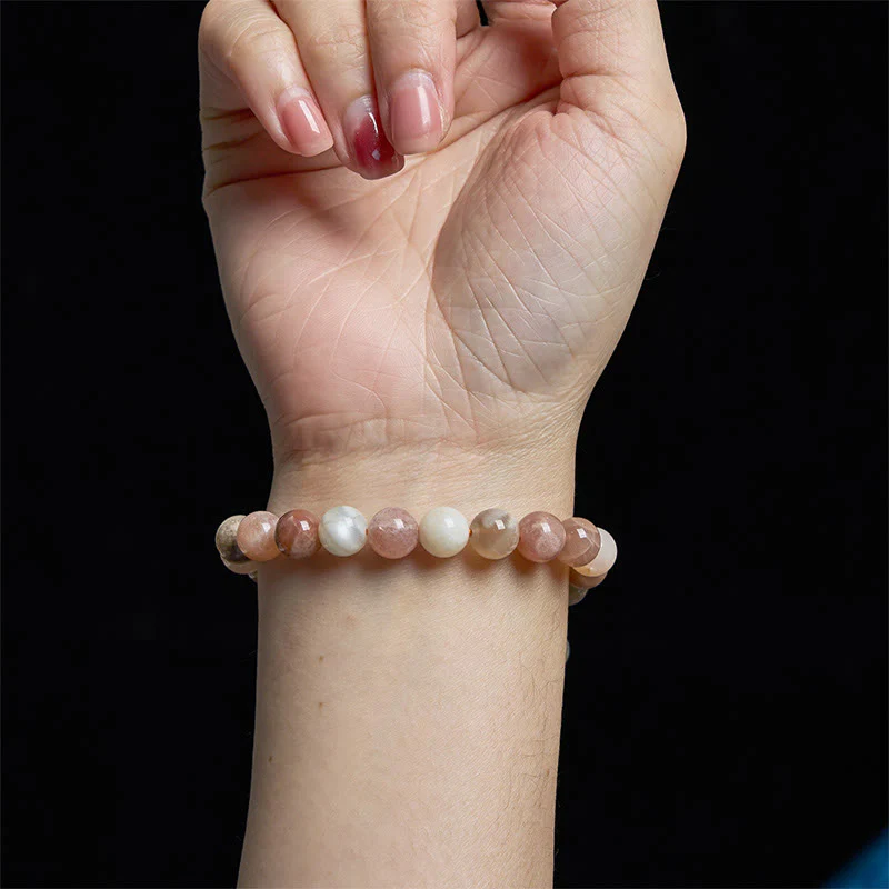 Buddha Stones Peach Moonstone Healing Bracelet