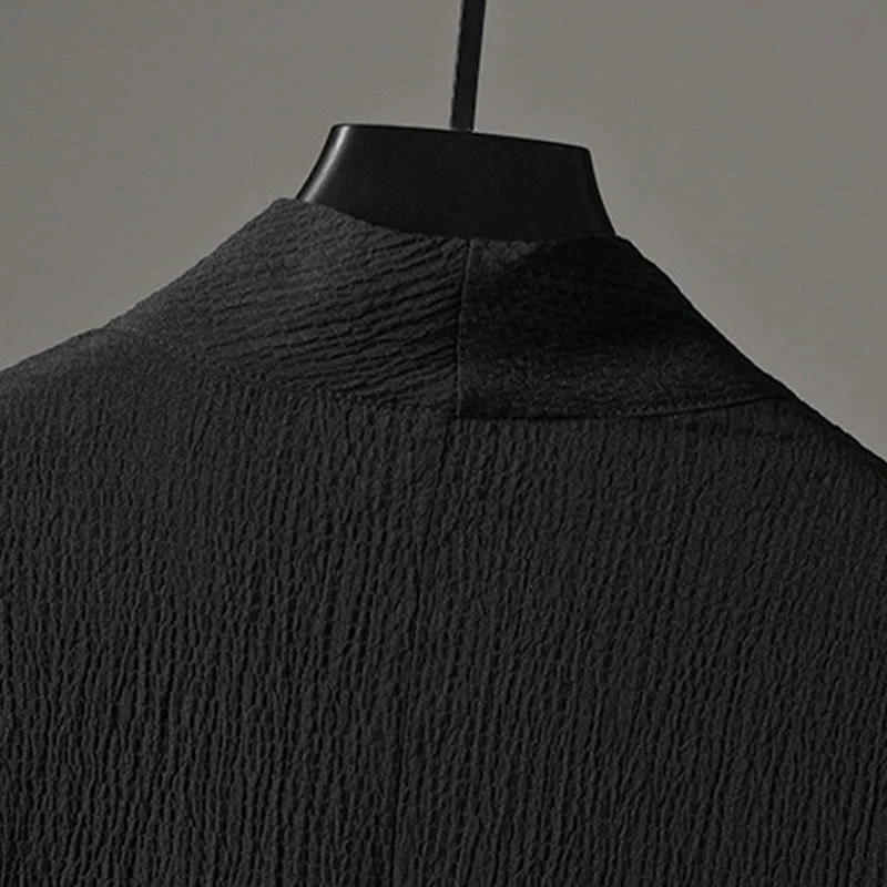 Buddha Stones Casual V-Neck Three Quarter Sleeve Men's Shirt