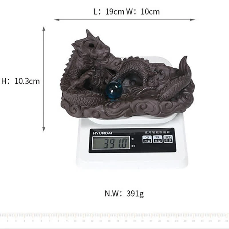 Buddha Stones Dragon Playing Ball Flower Protection Incense Burner Decoration