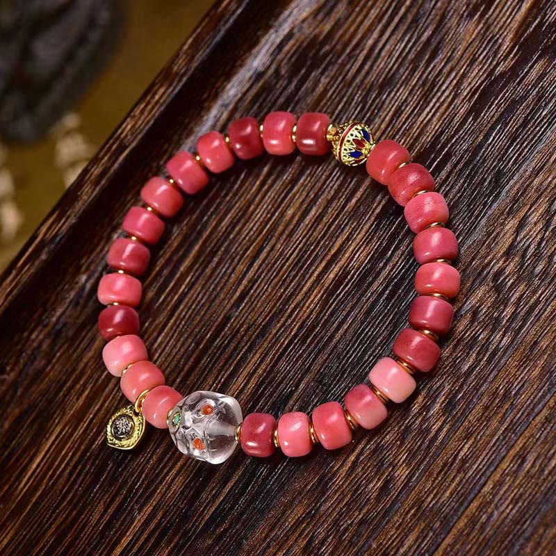 Buddha Stones Tibetan Camel Bone Red Agate Luck Bracelet