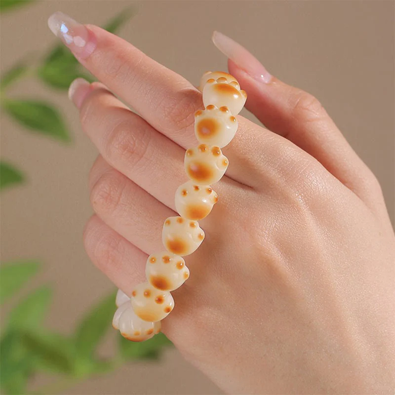 Buddha Stones Cute Cat Paw Claw Bodhi Seed Peace Bracelet