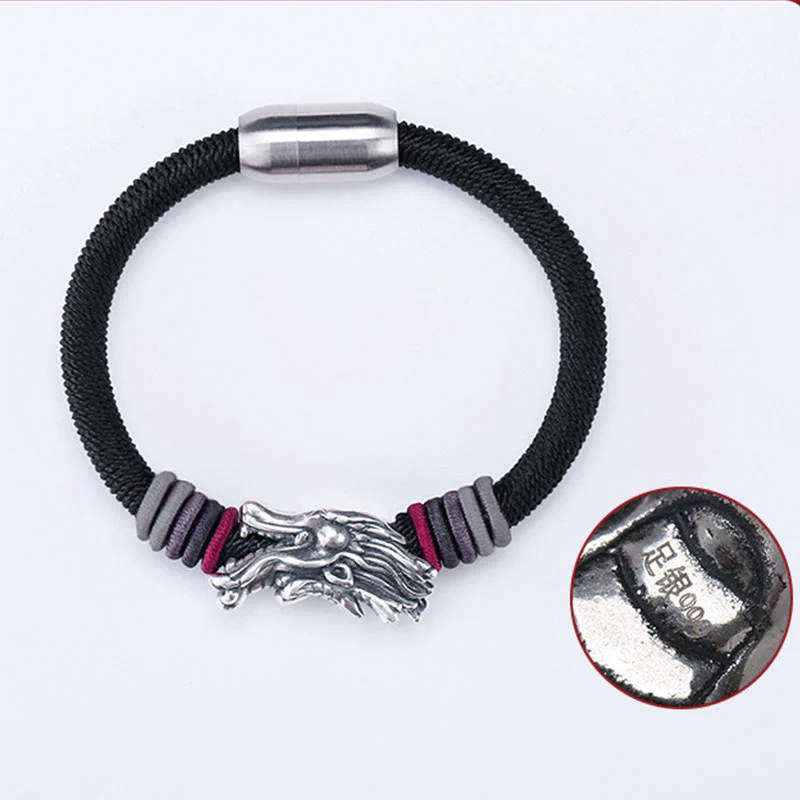 Buddha Stones 999 Sterling Silver Dragon Luck Handcrafted Braided Child Adult Bracelet (Extra 30% Off | USE CODE: FS30)