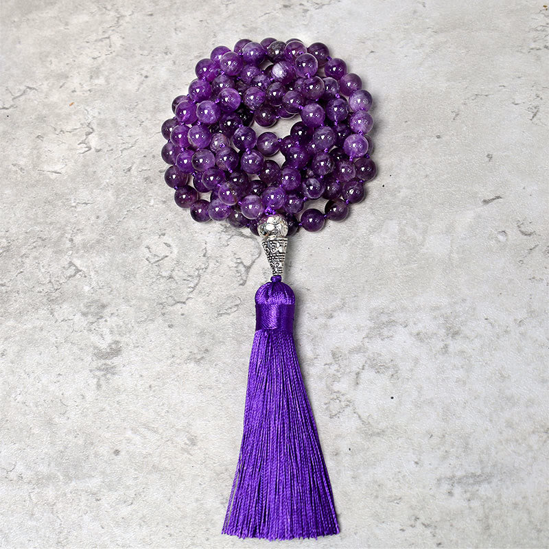 Buddha Stones Tibetan 108 Mala Beads Necklace Yoga Meditation Prayer Beads Necklace