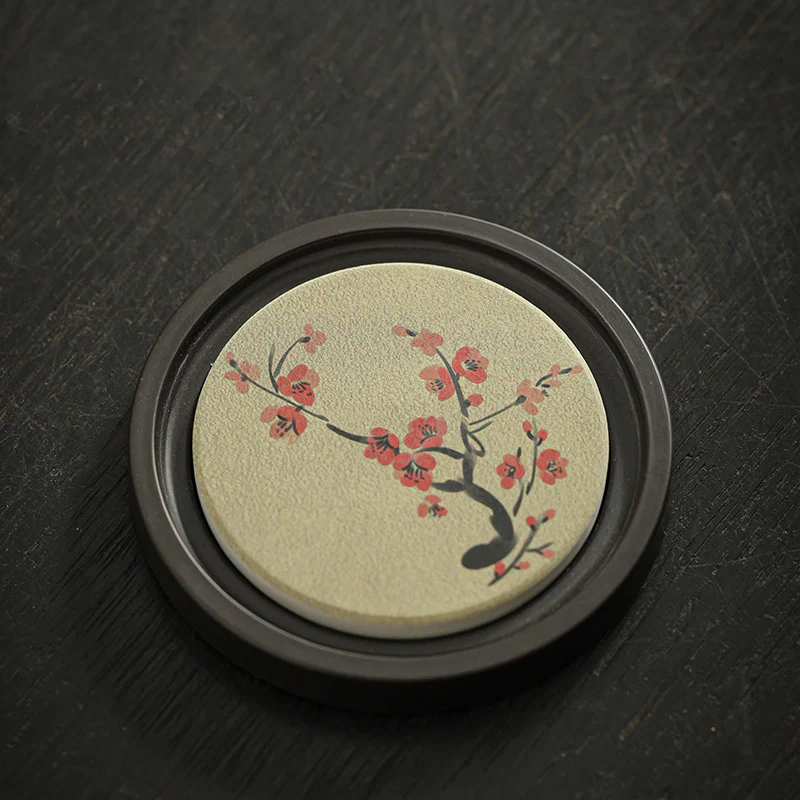 Buddha Stones Plum Blossom Peach Heart Sutra Loquat Magnolia Persimmon Ceramic Cup Mat Pad Coaster Kung Fu Tea Mat
