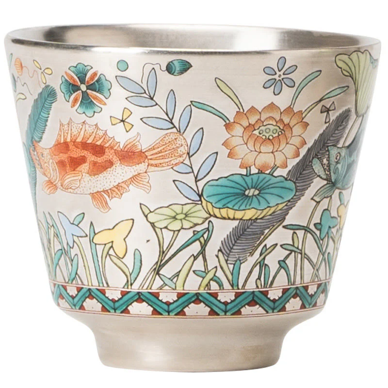 Buddha Stones Fish Lotus Seaweed Teacup Kung Fu Tea Cup 45ml With Gift Box