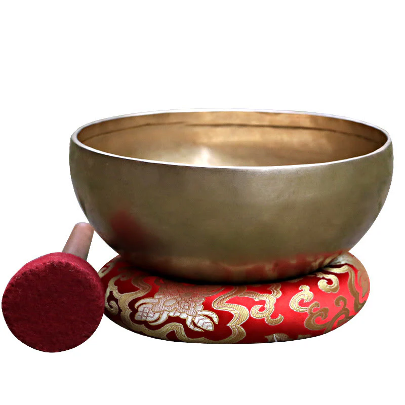 Buddha Stones Handmade Nepal Golden Singing Bowl Simple Design for Healing and Meditation Sound Bowl Set