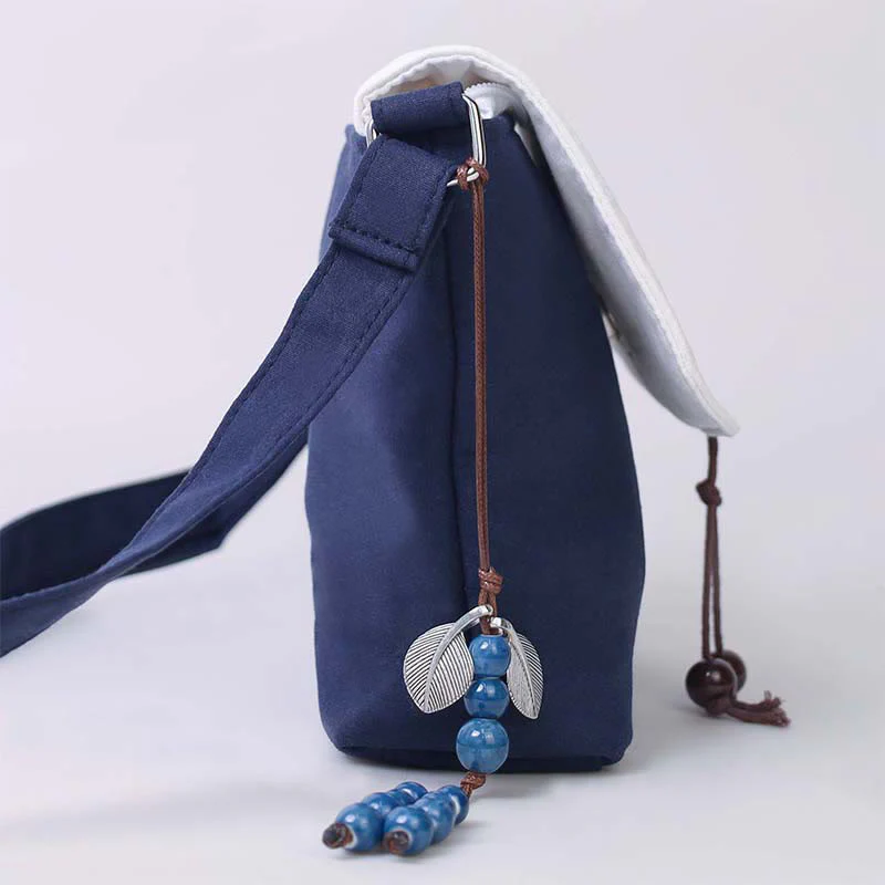 Buddha Stones Embroidered Camellia Epiphyllum Gardenia Sakura Flowers Crossbody Bag Shoulder Bag Cellphone Bag