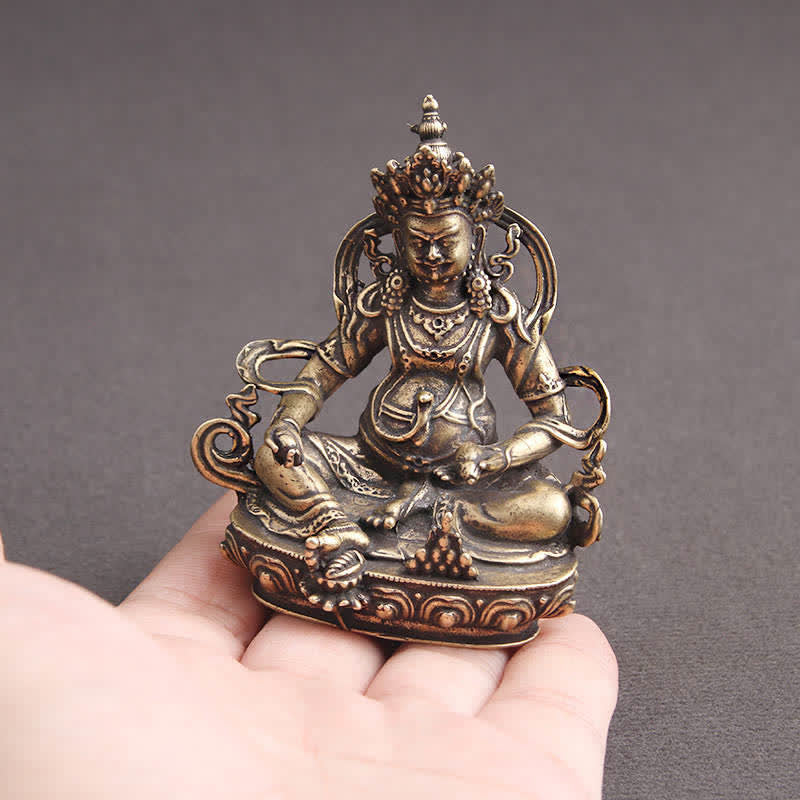 Buddha Stones Yellow Jambhala Bodhisattva Figurine Serenity Copper Statue Decoration