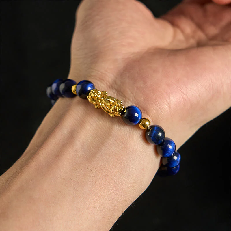 Buddha Stones Various Color Tiger Eye Beads Pixiu Wealth Courage Bracelet
