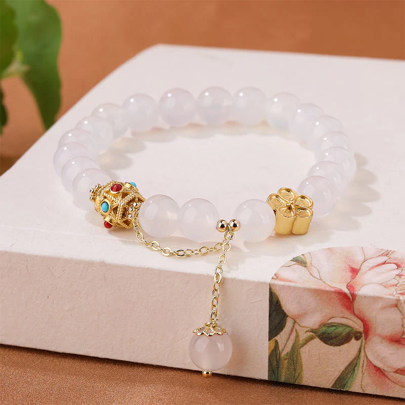 Buddha Stones Natural Red Agate White Agate Peach Blossom Self-acceptance Bracelet