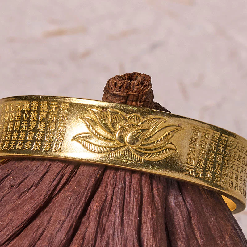 Buddha Stones Heart Sutra Lotus Flower Copper Brass Peace Cuff Bracelet Bangle