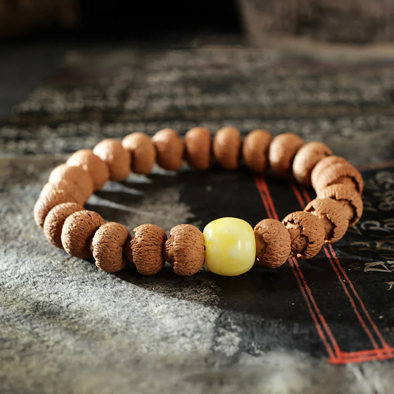 Buddha Stones Tibetan Bodhi Seed Turquoise Amber Protection Bracelet