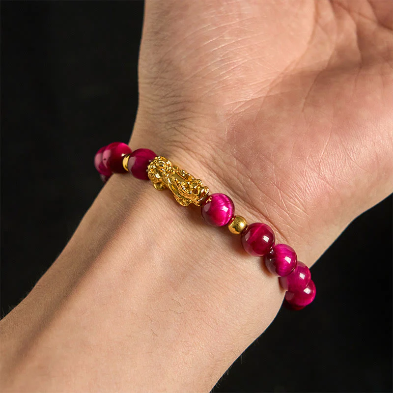 Buddha Stones Various Color Tiger Eye Beads Pixiu Wealth Courage Bracelet