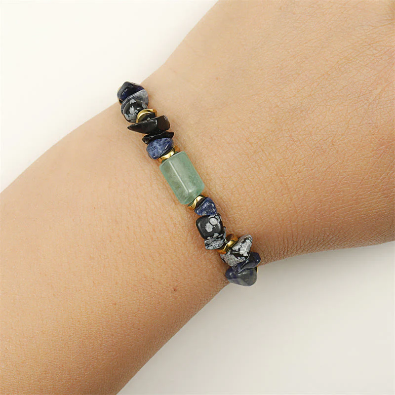 Buddha Stones New Job Green Aventurine Sodalite Snowflake Obsidian Energy Bracelet